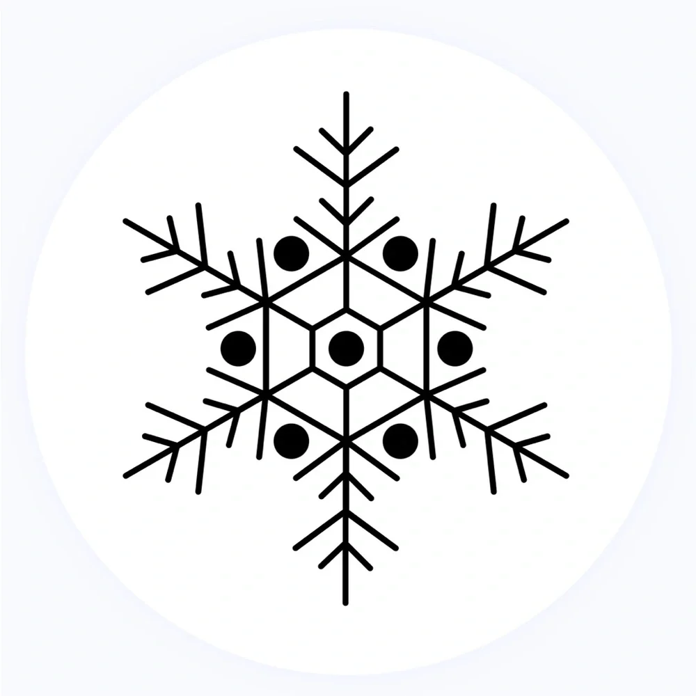 30 STICKERS - 2” ROUND - SNOWFLAKE